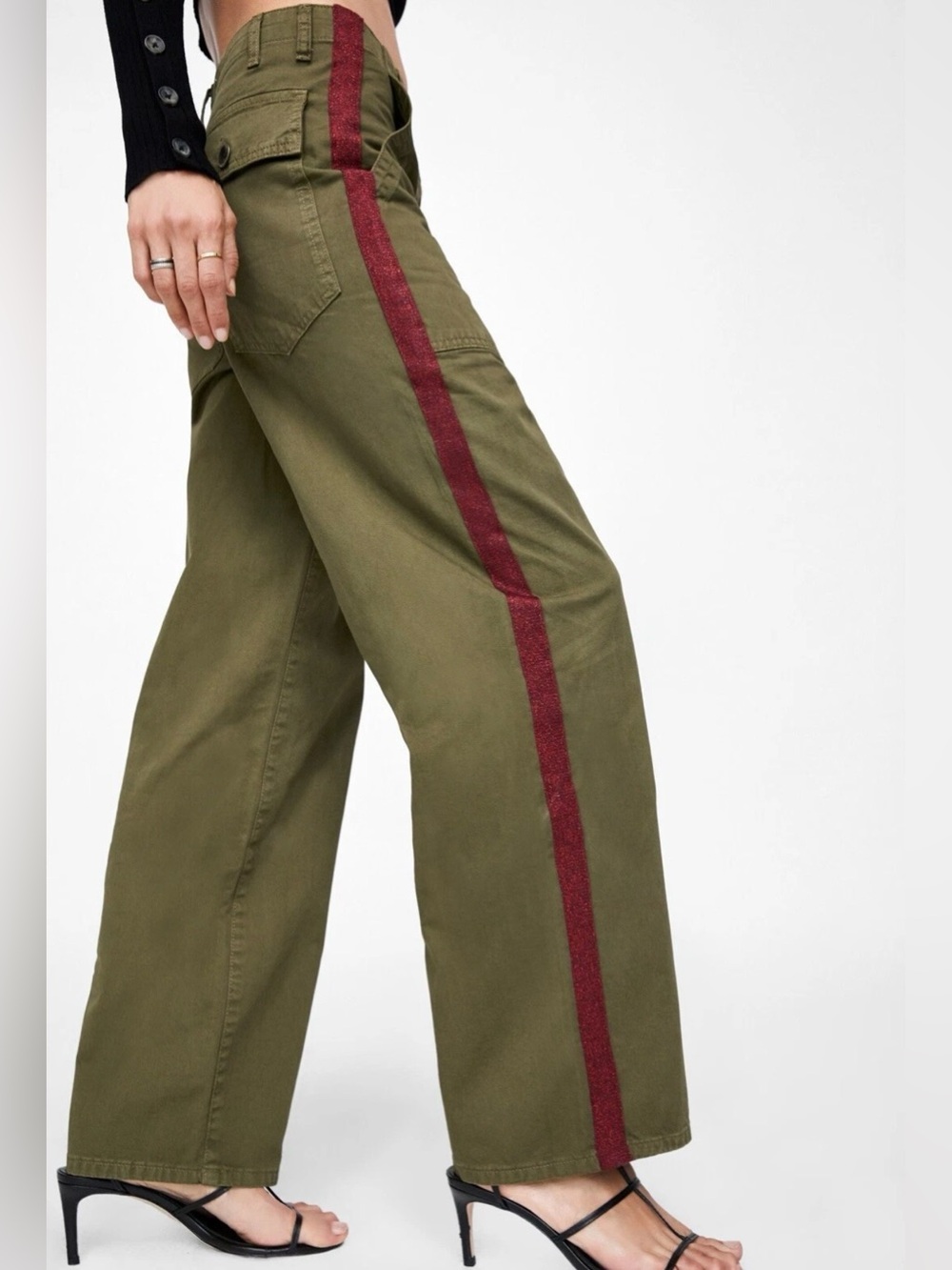 Zara “The Worker Straight “ Olive Wide-Leg Pants Womens Size 4 - Picture 8 of 8